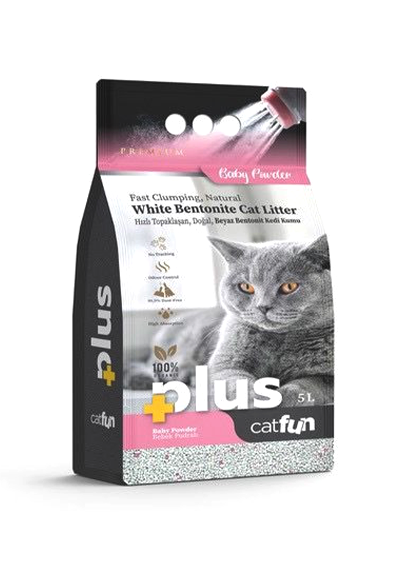 fun4 CATFUN Plus White Bentonite Cat Litter 5L Baby Powder - Image 1