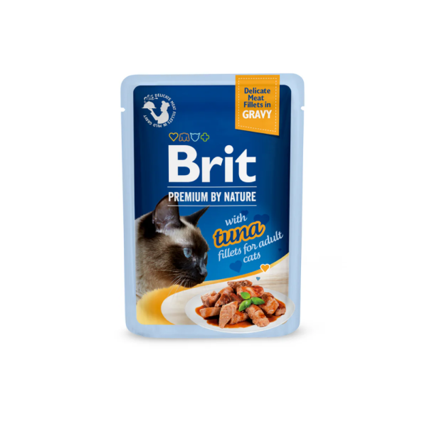 Brit Premium Cat Pouch with Tuna Fillets in Gravy for Adult Cats 85g