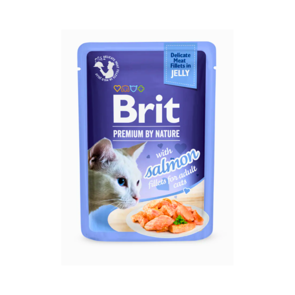 BRIT PREMIUM CHUNKS GRAVY WITH SALMON  85G
