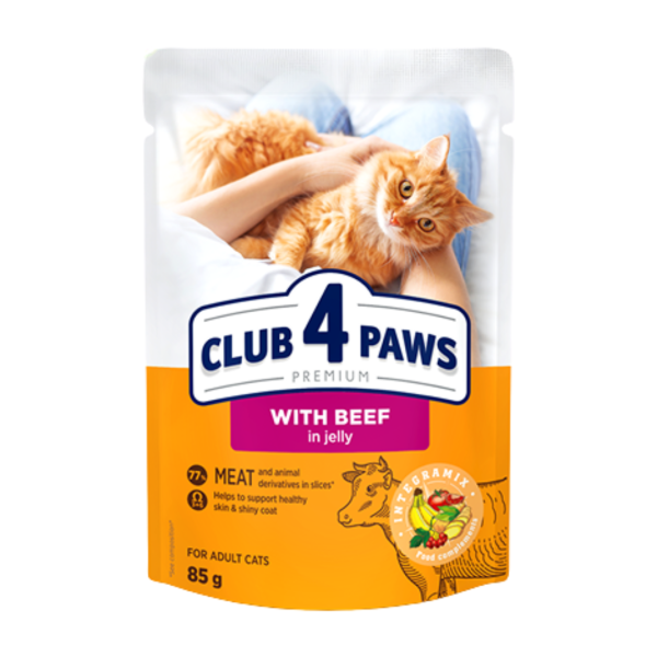 CLUB 4 PAWS BEEF IN JELLY 85G