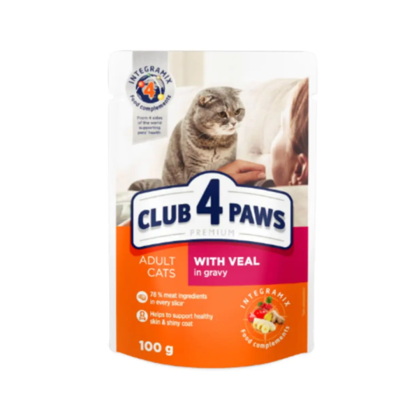 CLUB 4 PAWS VEAL IN GRAVY 100G