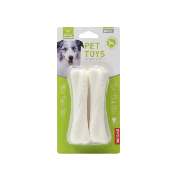 NUNBELL WHITE BONES CHEW FOR DOG 2PC 6 INCH