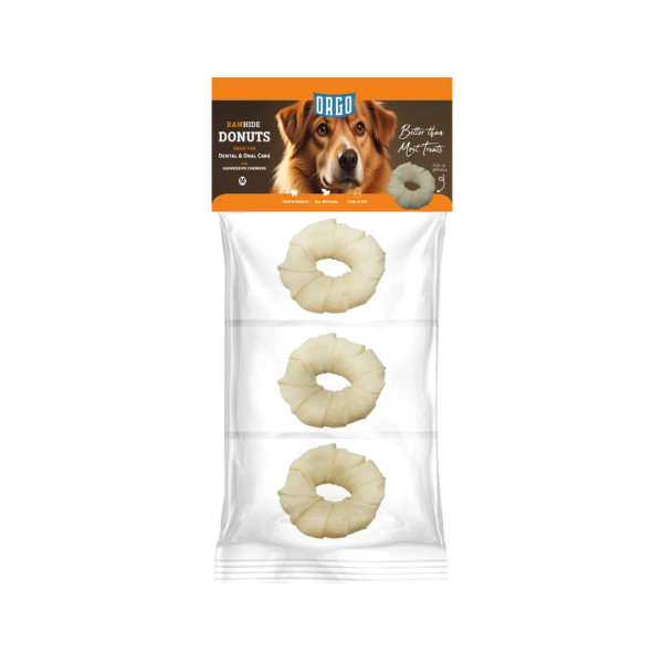 ORGO RAWHIDE DONUTS DENTAL & ORAL CARE 3PCE