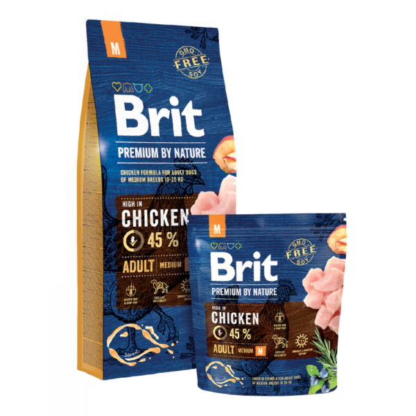 BRIT BREMIUM BY NATURE ADULT M CHICKEN15KG